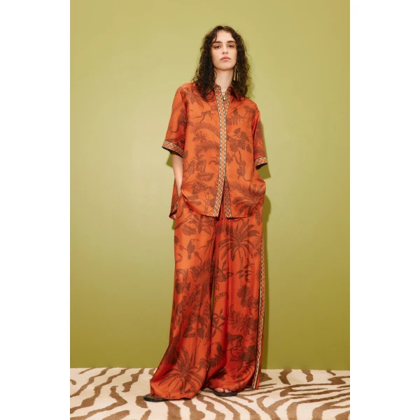 Alemais Monkey Dance Silk Palazzo Pant  Sustainable Pants with Alemais print -  Luxury Handbags Australian Designer