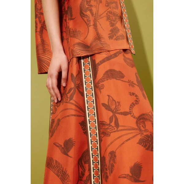 Alemais Monkey Dance Silk Palazzo Pant  Sustainable Pants with Alemais print -  Luxury Handbags Australian Designer