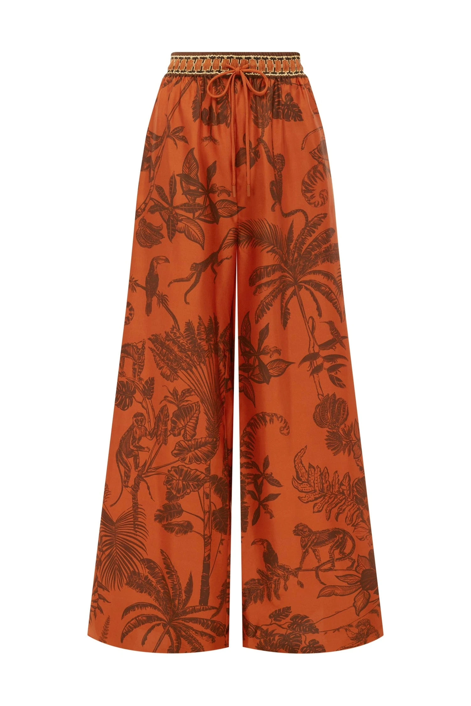 Monkey Dance Silk Palazzo Pant by Alemais - Pants Alemais Monkey Dance Silk Palazzo Pant Sustainable Pants with Alemais print - Luxury Handbags Australian Designer