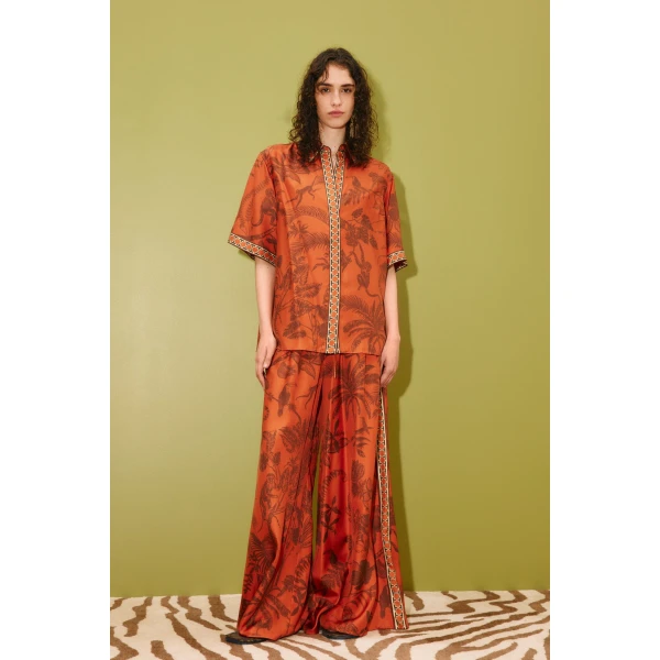 Alemais Monkey Dance Silk Shirt  Sustainable Tops with Alemais print -  Luxury Handbags Australian Designer