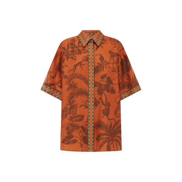 Alemais Monkey Dance Silk Shirt  Sustainable Tops with Alemais print -  Luxury Handbags Australian Designer