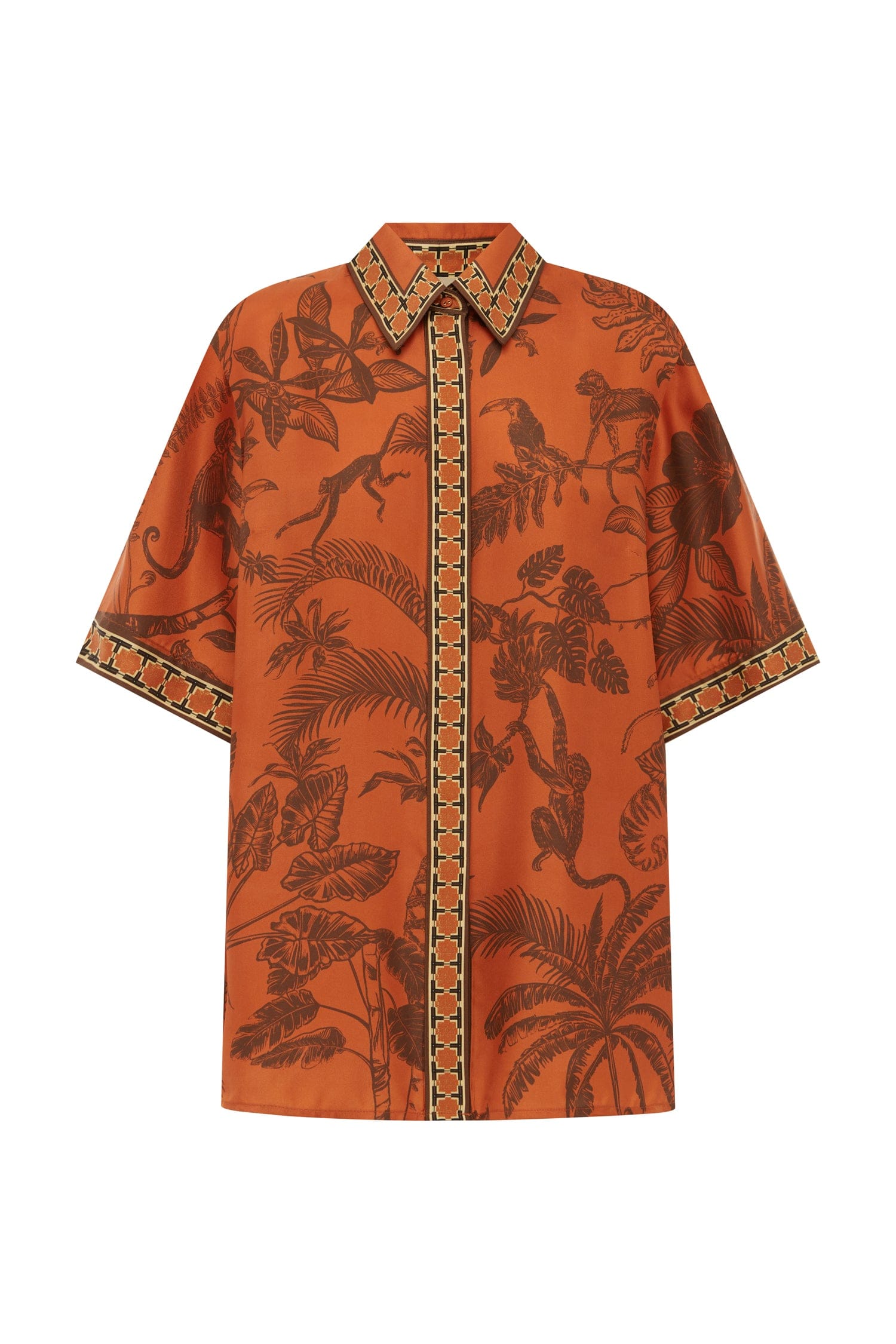 Alemais Monkey Dance Silk Shirt  Sustainable Tops with Alemais print -  Luxury Handbags Australian Designer