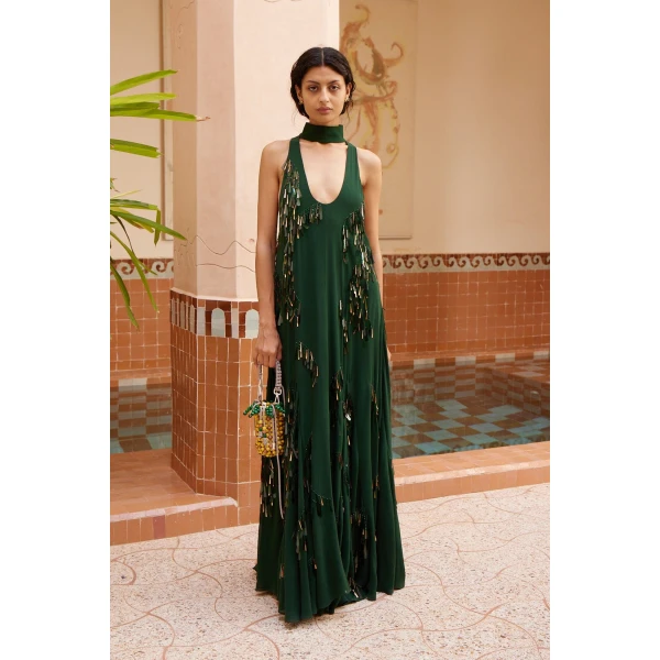 Alemais Ophira Sequin Gown  Sustainable Dresses with Alemais print -  Luxury Handbags Australian Designer