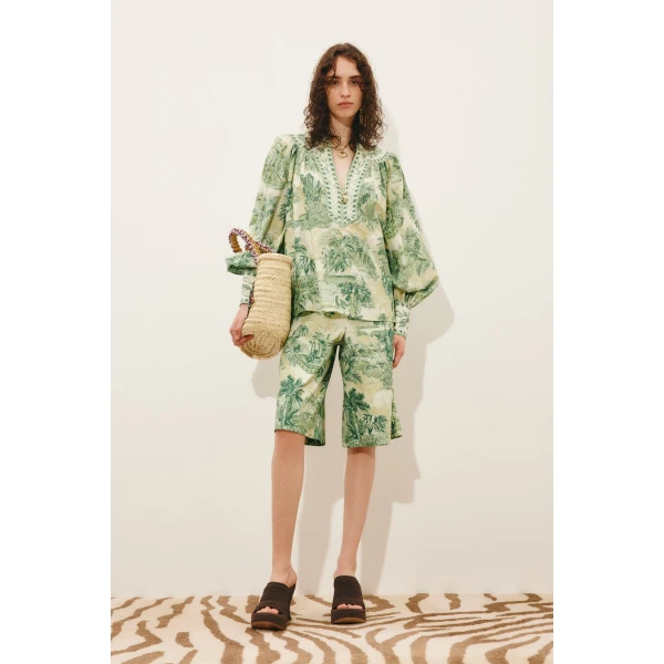 Alemais Sara Blouse  Sustainable Tops with Alemais print -  Luxury Handbags Australian Designer