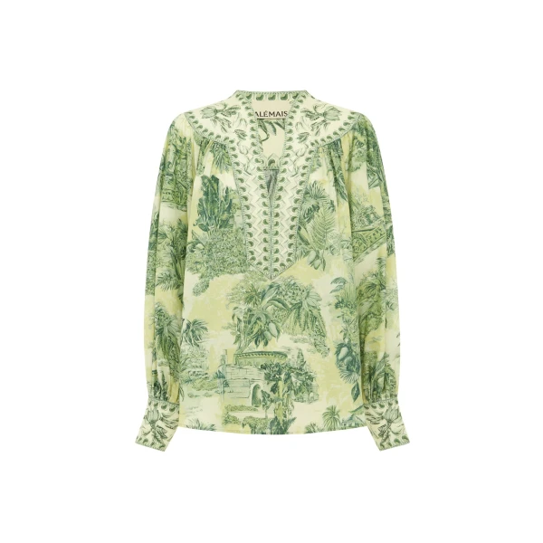 Alemais Sara Blouse  Sustainable Tops with Alemais print -  Luxury Handbags Australian Designer