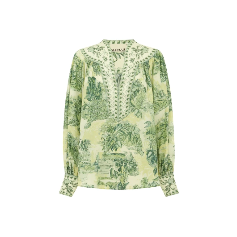 Alemais Sara Blouse  Sustainable Tops with Alemais print -  Luxury Handbags Australian Designer