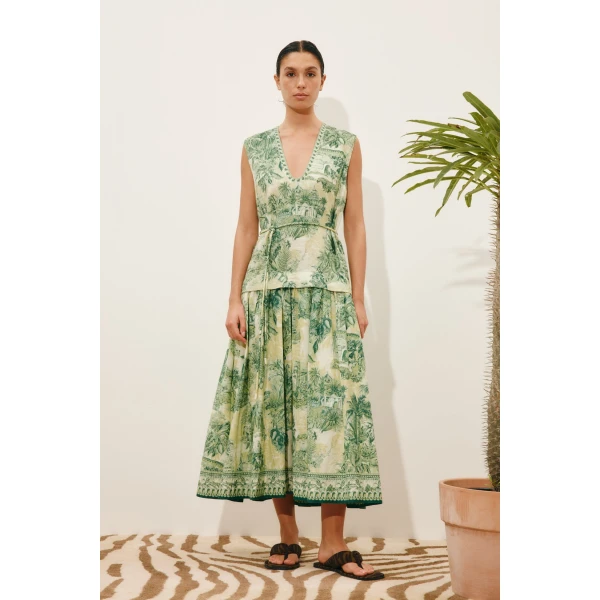 Alemais Sara Midi Dress  Sustainable Dresses with Alemais print -  Luxury Handbags Australian Designer