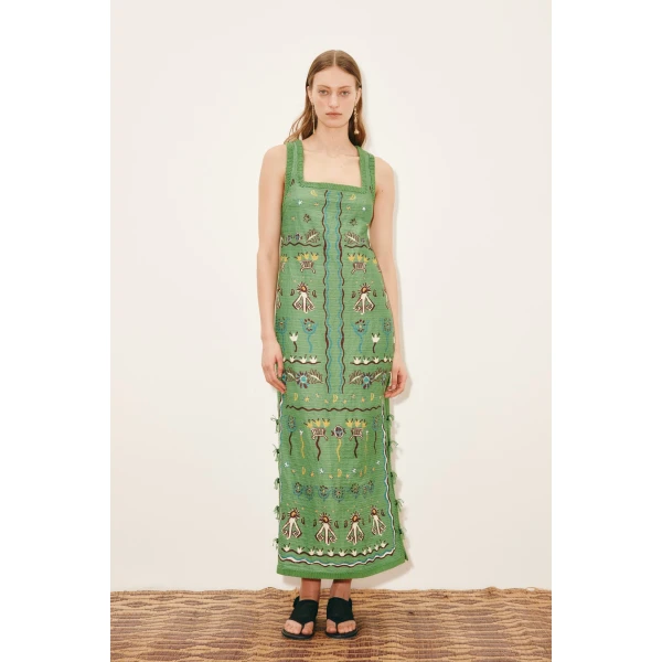 Alemais Sun Dancer Midi Dress  Sustainable Dresses with Alemais print -  Luxury Handbags Australian Designer