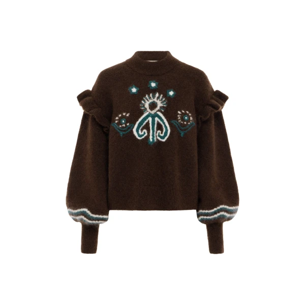 Alemais Sun Dancer Sweater  Sustainable Knitwear with Alemais print -  Luxury Handbags Australian Designer