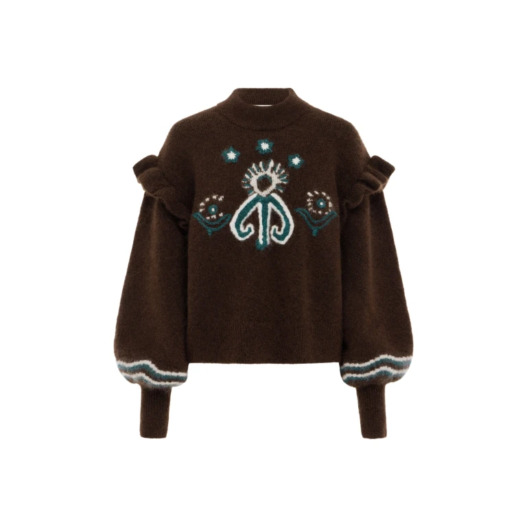 Alemais Sun Dancer Sweater  Sustainable Knitwear with Alemais print -  Luxury Handbags Australian Designer