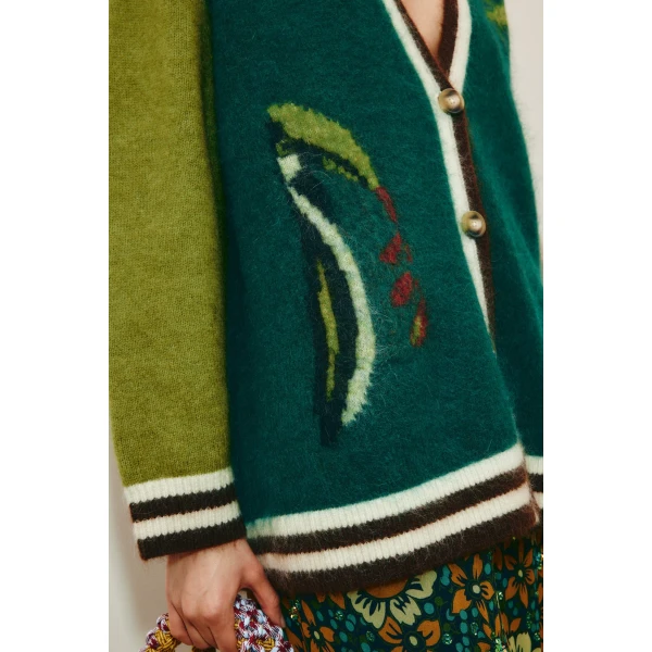 Alemais Toucan Tango Cardigan  Sustainable Knitwear with Alemais print -  Luxury Handbags Australian Designer