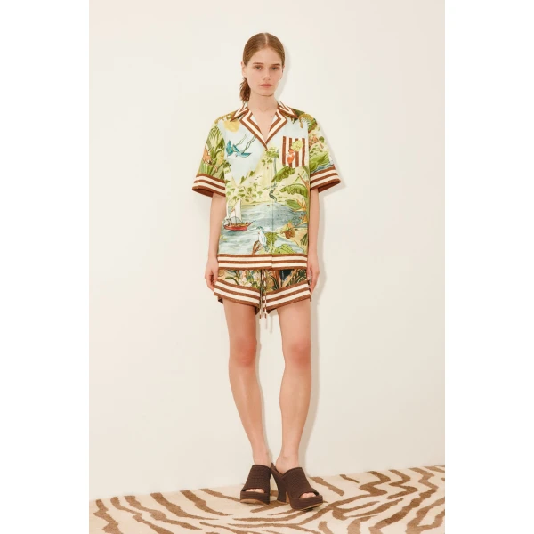 Alemais Toucan Tango Shirt  Sustainable Tops with Alemais print -  Luxury Handbags Australian Designer