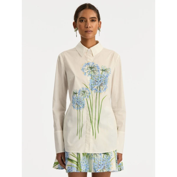 Oscar de la Renta Allium Cotton Poplin Blouse - Oscar de la Renta Tops - American Couture - Shop at Luxury Shoes 