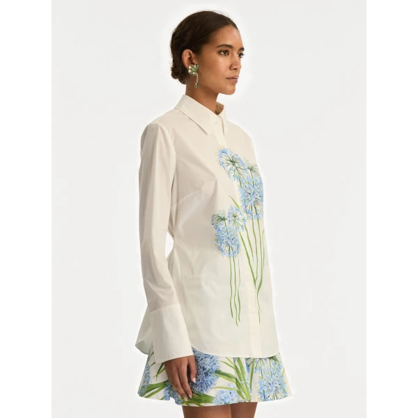 Oscar de la Renta Allium Cotton Poplin Blouse - Oscar de la Renta Tops - American Couture - Shop at Luxury Shoes 