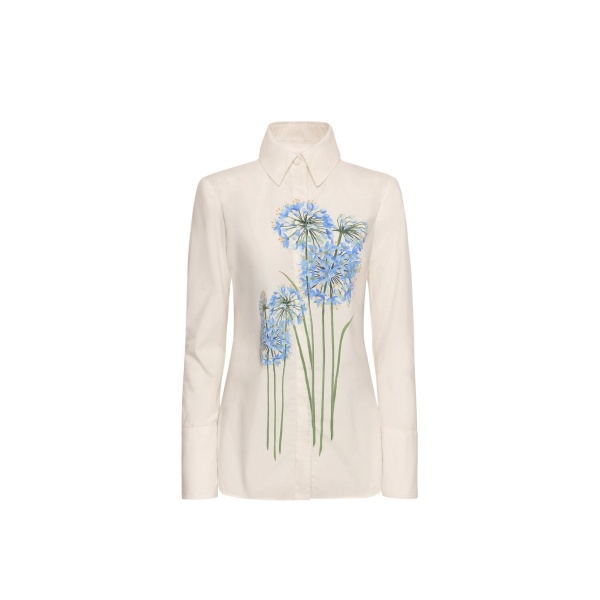 Oscar de la Renta Allium Cotton Poplin Blouse - Oscar de la Renta Tops - American Couture - Shop at Luxury Shoes 