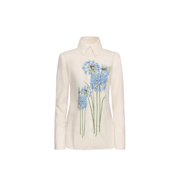 Oscar de la Renta Allium Cotton Poplin Blouse - Oscar de la Renta Tops - American Couture - Shop at Luxury Shoes 