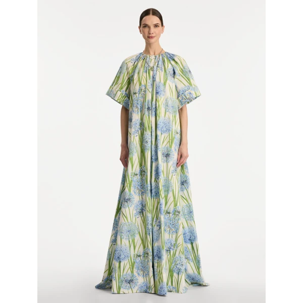 Oscar de la Renta Allium Cotton Poplin Caftan - Oscar de la Renta Dresses - American Couture - Shop at Luxury Shoes 