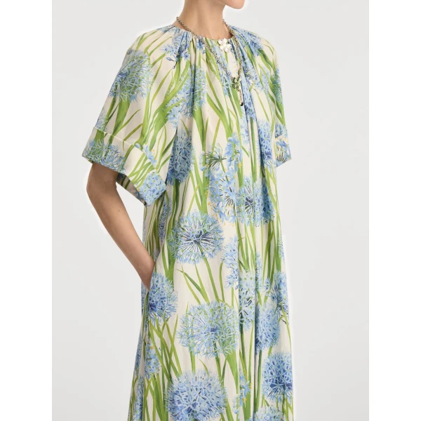 Oscar de la Renta Allium Cotton Poplin Caftan - Oscar de la Renta Dresses - American Couture - Shop at Luxury Shoes 