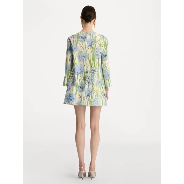 Oscar de la Renta Allium Cotton Poplin Long Sleeve Shift Dress - Oscar de la Renta Dresses - American Couture - Shop at Luxury Shoes 