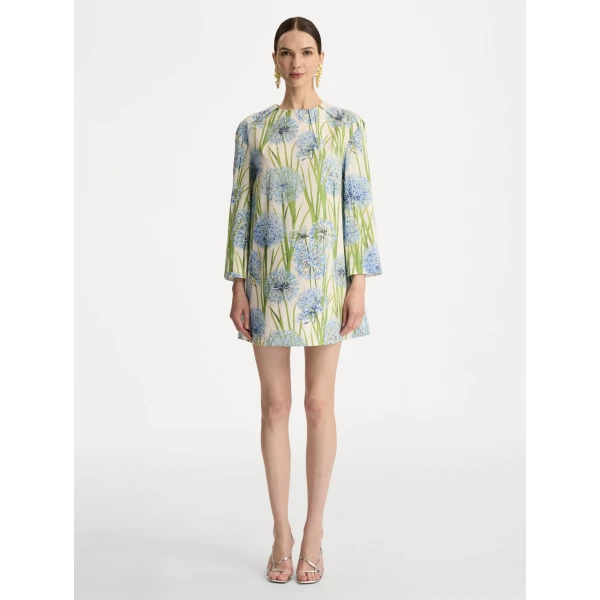 Oscar de la Renta Allium Cotton Poplin Long Sleeve Shift Dress - Oscar de la Renta Dresses - American Couture - Shop at Luxury Shoes 
