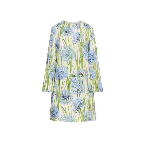 Oscar de la Renta Allium Cotton Poplin Long Sleeve Shift Dress - Oscar de la Renta Dresses - American Couture - Shop at Luxury Shoes 