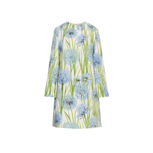 Oscar de la Renta Allium Cotton Poplin Long Sleeve Shift Dress - Oscar de la Renta Dresses - American Couture - Shop at Luxury Shoes 