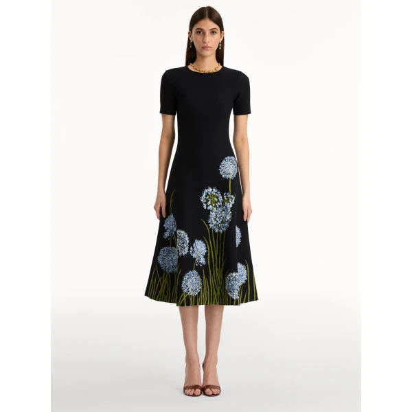 Oscar de la Renta Allium Jacquard Knit Dress - Oscar de la Renta Dresses - American Couture - Shop at Luxury Shoes 