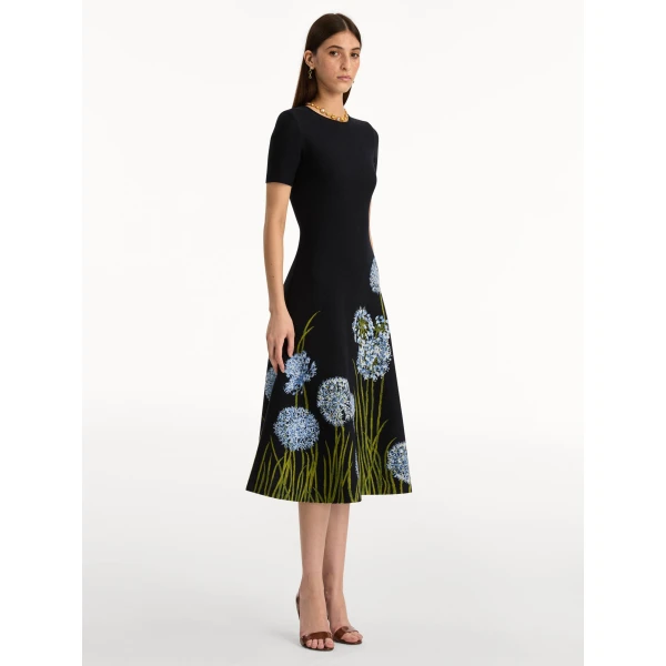 Oscar de la Renta Allium Jacquard Knit Dress - Oscar de la Renta Dresses - American Couture - Shop at Luxury Shoes 