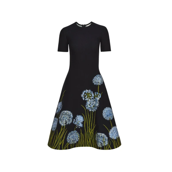 Oscar de la Renta Allium Jacquard Knit Dress - Oscar de la Renta Dresses - American Couture - Shop at Luxury Shoes 