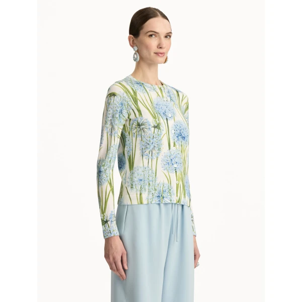 Oscar de la Renta Allium Printed Cardigan - Oscar de la Renta Knitwear - American Couture - Shop at Luxury Shoes 