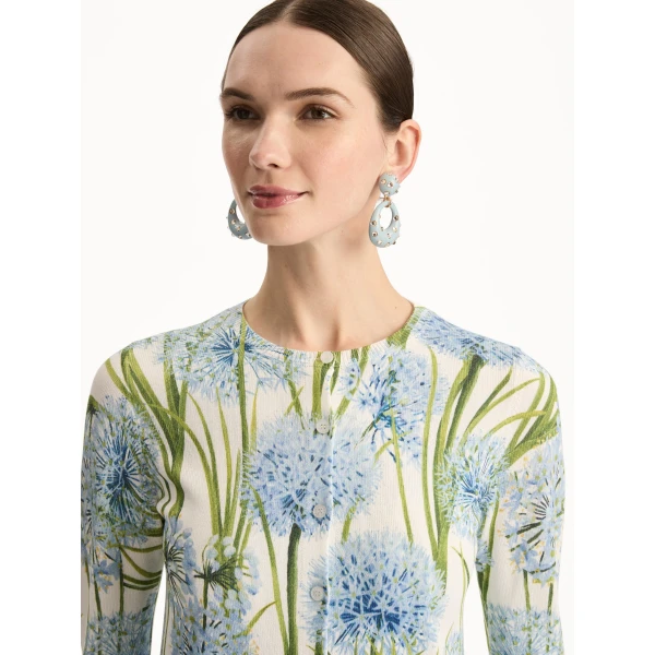 Oscar de la Renta Allium Printed Cardigan - Oscar de la Renta Knitwear - American Couture - Shop at Luxury Shoes 