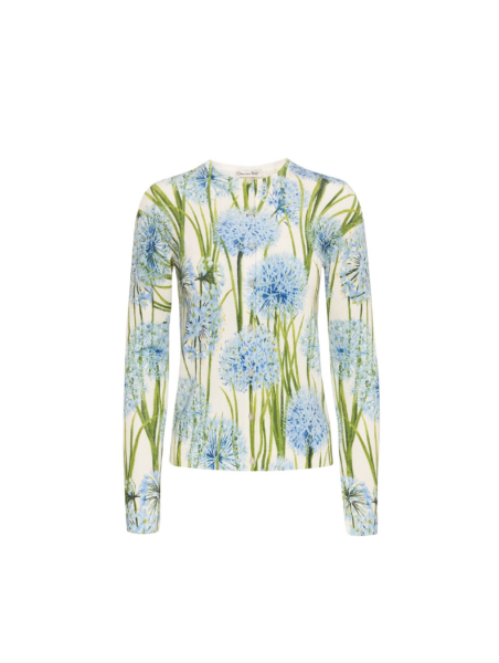 Oscar de la Renta Allium Printed Cardigan - Oscar de la Renta Knitwear - American Couture - Shop at Luxury Shoes 