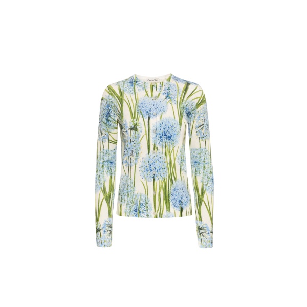 Oscar de la Renta Allium Printed Cardigan - Oscar de la Renta Knitwear - American Couture - Shop at Luxury Shoes 