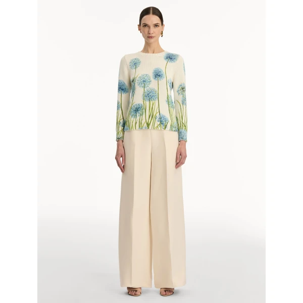 Oscar de la Renta Allium Printed Pullover - Oscar de la Renta Knitwear - American Couture - Shop at Luxury Shoes 