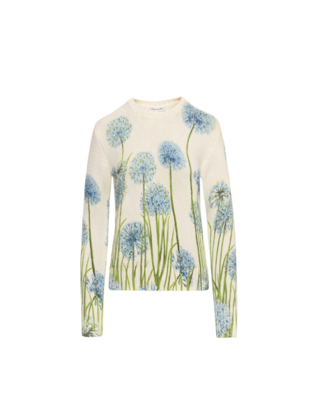 Oscar de la Renta Allium Printed Pullover - Oscar de la Renta Knitwear - American Couture - Shop at Luxury Shoes 