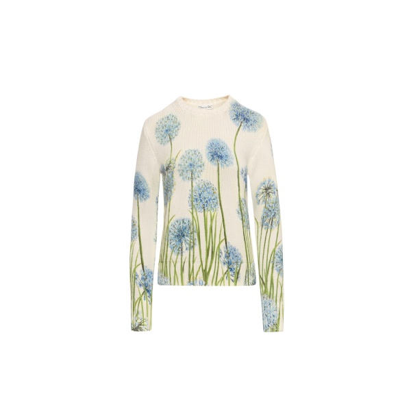 Oscar de la Renta Allium Printed Pullover - Oscar de la Renta Knitwear - American Couture - Shop at Luxury Shoes 