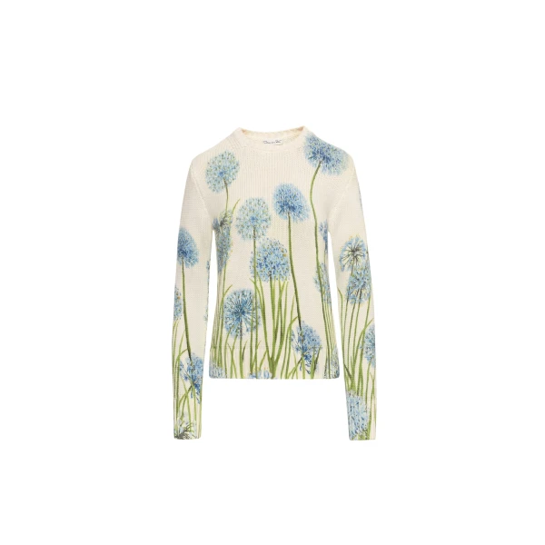 Oscar de la Renta Allium Printed Pullover - Oscar de la Renta Knitwear - American Couture - Shop at Luxury Shoes 