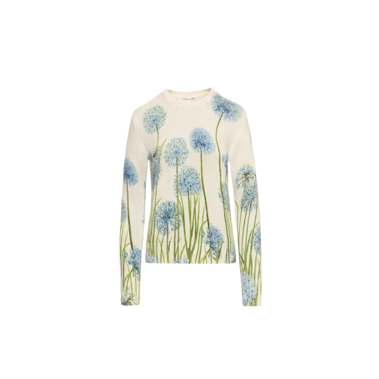 Oscar de la Renta Allium Printed Pullover - Oscar de la Renta Knitwear - American Couture - Shop at Luxury Shoes 