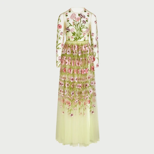 Giambattista Valli Anemones Embroidered Long Tulle Dress - Giambattista Valli Dresses - Romantic Couture - Shop at Luxury Shoes 