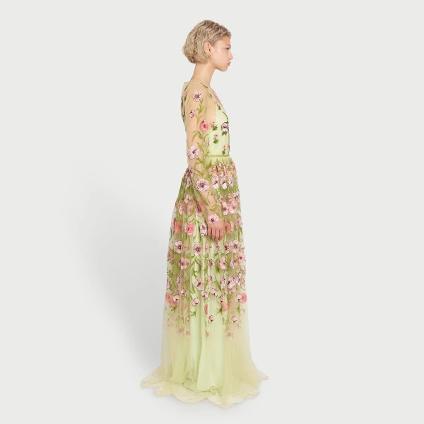 Giambattista Valli Anemones Embroidered Long Tulle Dress - Giambattista Valli Dresses - Romantic Couture - Shop at Luxury Shoes 