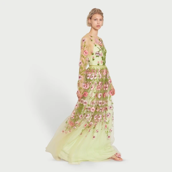 Giambattista Valli Anemones Embroidered Long Tulle Dress - Giambattista Valli Dresses - Romantic Couture - Shop at Luxury Shoes 