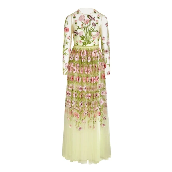 Giambattista Valli Anemones Embroidered Long Tulle Dress - Giambattista Valli Dresses - Romantic Couture - Shop at Luxury Shoes 