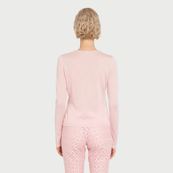 Giambattista Valli Anemones Embroidered Pink Cashmere Top - Giambattista Valli Tops - Romantic Couture - Shop at Luxury Shoes 
