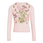 Giambattista Valli Anemones Embroidered Pink Cashmere Top - Giambattista Valli Tops - Romantic Couture - Shop at Luxury Shoes 