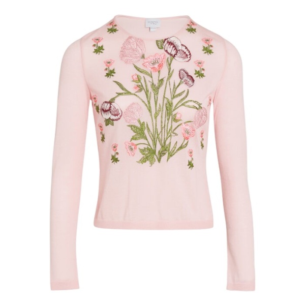 Giambattista Valli Anemones Embroidered Pink Cashmere Top - Giambattista Valli Tops - Romantic Couture - Shop at Luxury Shoes 