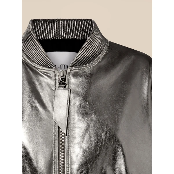 The Attico 'Anja'' Silver Bomber - The Attico Jackets - Designed by Gilda Ambrosio & Giorgia Tordini - Shop at Luxury Shoes 