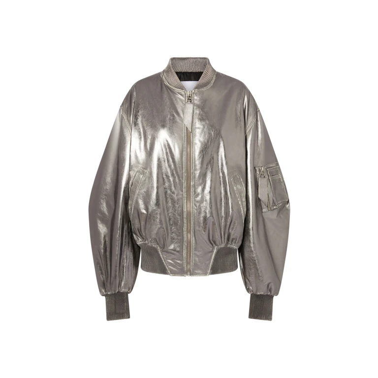 The Attico 'Anja'' Silver Bomber - The Attico Jackets - Designed by Gilda Ambrosio & Giorgia Tordini - Shop at Luxury Shoes 