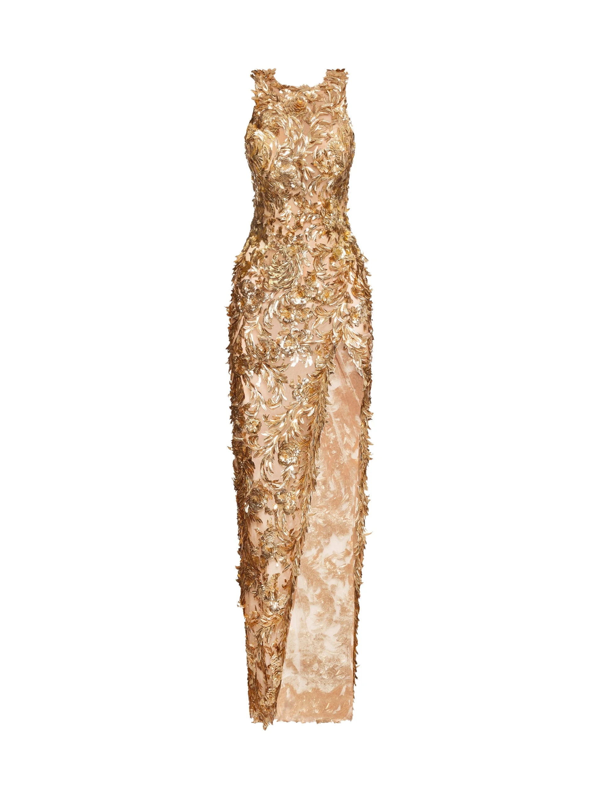 Baroque-Sequin-Leaves-Embroidered-Gown-Oscar-de-la-Renta-Dresses46588_nobg Oscar de la Renta Baroque Sequin Leaves Embroidered Gown - Oscar de la Renta Dresses - American Couture - Shop at Luxury Shoes