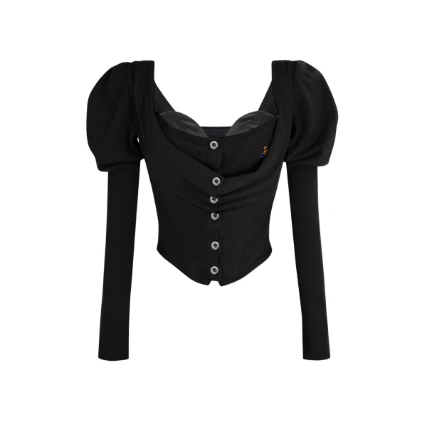 Vivienne Westwood Bea Corset Cardigan - Vivienne Westwood Knitwear - Punk Luxury - Shop at Luxury Shoes 