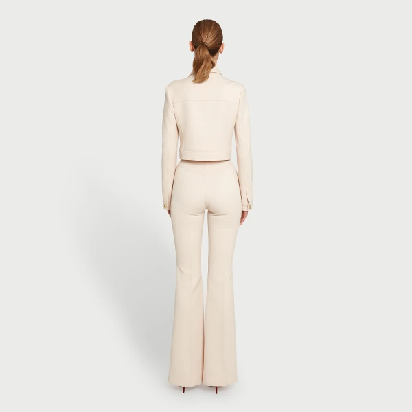 Giambattista Valli Beige Jersey Flare Pants - Giambattista Valli Pants - Romantic Couture - Shop at Luxury Shoes 